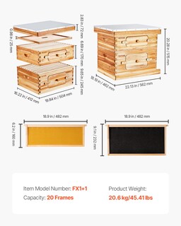 Foto 7 | Foto 7 | Kit De Inicio Bee Hive Vevor De 10 Marcos Con 1 Caja Profunda Y 1 Caja Mediana - Venta Internacional.