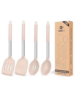 Foto 1 | Foto 1 | Set De Utensilios De Cocina Bundlepro Silicone, 4 Piezas, Color Caqui - Venta Internacional.