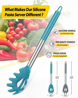 Foto 2 | Foto 2 | Cuchara Para Fideos Pasta Fork Bundlepro De Silicona Resistente Al Calor, 2 Unidades - Venta Internacional.