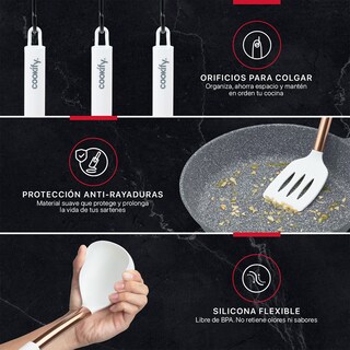 Foto 4 | Foto 4 | Juego De Utensilios De Cocina Cookify De Silicona Y Acero Inoxidable  Blanco- Oro Rosa  24 Piezas