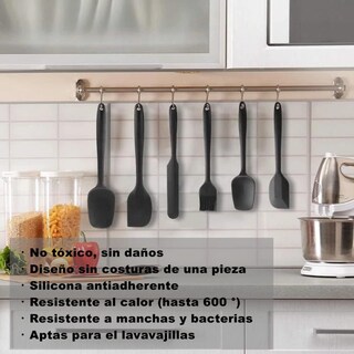 Foto 6 | Foto 6 | Set 10 Espátulas Silicona Pala Cocina Antiadherentes Sin Bpa (negro)
