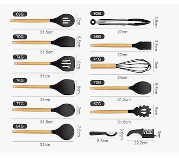 Foto 3 | Foto 3 | Juego De Utensilios Cocina De Silicona & Cuchillos 22 Piezas