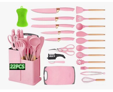 Foto 1 | Foto 1 | Juego De Utensilios Cocina De Silicona & Cuchillos 22 Piezas