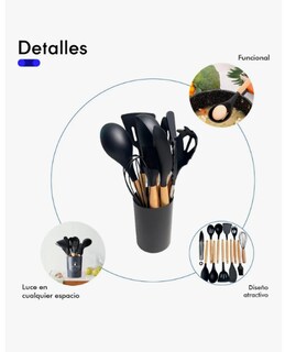 Foto 3 | Foto 3 | Kitul Kitchen Kit 12 Piezas Color Negro En Pack De 12