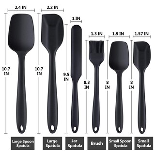 Foto 2 | Foto 2 | Juego De 6 Espátulas De Silicona Apta Para Uso Alimentario Resistentes Al Calor Color Negro - Venta Internacional.