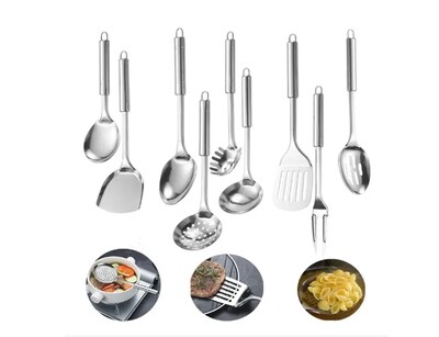 Foto 1 | Foto 1 | Juego Utensilios Cocina Acero Inoxidable 9 Piezas Duradero