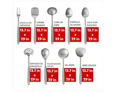 Foto 2 | Foto 2 | Juego Utensilios Cocina Acero Inoxidable 9 Piezas Duradero