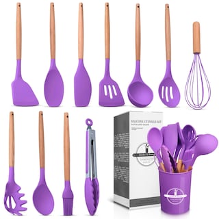 Foto 1 | Foto 1 | Juego De Utensilios De Cocina V Tower Silicona Morada 12 Piezas Con Soporte - Venta Internacional.