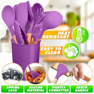 Foto 3 | Foto 3 | Juego De Utensilios De Cocina V Tower Silicona Morada 12 Piezas Con Soporte - Venta Internacional.