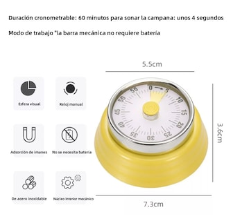 Foto 2 | Foto 2 | Temporizador Con Soporte Magnético Para Cocina color Plata/Amarillo