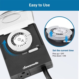 Foto 3 | Foto 3 | Temporizador De Luz Mecánico Dewenwils De 24 Horas Con Cable De 60 Cm, 15 A - Venta Internacional.