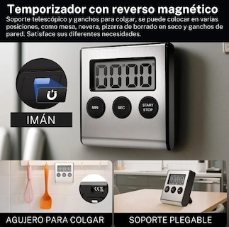 Foto 2 | Foto 2 | Xtellar Temporizador Digital De Cocina De Acero Inoxidable Con Potente Adhesión Magnética