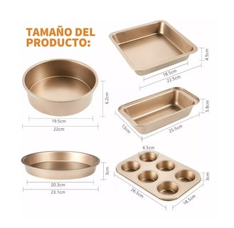 Foto 4 | Foto 4 | Juego para Hornear BELUG Antiadherente para Cocina Dorado 5 Piezas