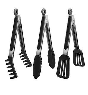 Foto 1 | Foto 1 | Pinzas de Acero Inoxidable y Silicona para Cocina 3 Piezas color Negro