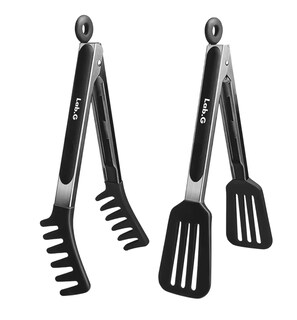 Foto 5 | Foto 5 | Pinzas De Acero Inoxidable Y Silicona Para Cocina, 3 Piezas Negro
