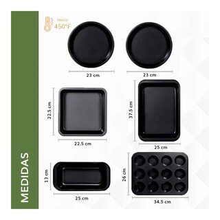 Foto 3 | Foto 3 | Kit 6pzas Charolas Moldes Teflón Eo Safe Imports Esi-20607 Negro