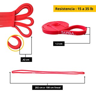 Foto 2 | Foto 2 | Banda de Resistencia Larga 1.3mm Tayga color Rojo