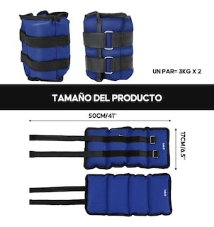 Foto 3 | Foto 3 | Pesas Fitness Par De Polainas Tobillos Una 3kg Cada 1 Par Azul