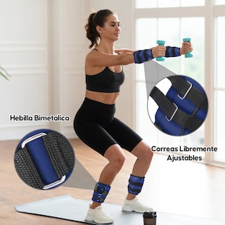 Foto 4 | Foto 4 | Pesas Fitness Par De Polainas Tobillos Una 3kg Cada 1 Par Azul