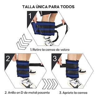 Foto 5 | Foto 5 | Pesas Fitness Par De Polainas Tobillos Una 3kg Cada 1 Par Azul