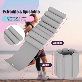 Foto 4 | Foto 4 | Tobilleras Y Muñequeras Fitness 1 Par 1 Kg Ajustables Gris