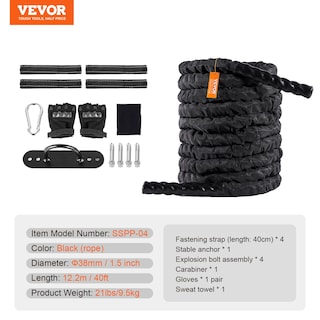 Foto 7 | Foto 7 | Cuerda De Combate Vevor De Poliéster De 1,5 Cm De Diámetro Y 12 M De Longitud - Venta Internacional.