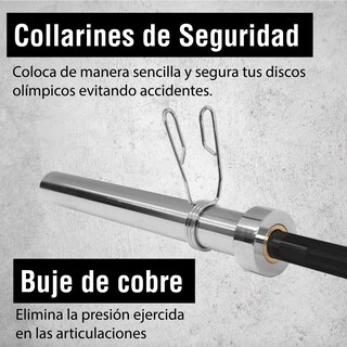 Foto 3 | Foto 3 | Barra Recta Olímpica 2.20 M C/almohadilla Altera Berserker Para Discos De 2'' Capacidad 1200lbs Mas Buje De Cobre Color Plata