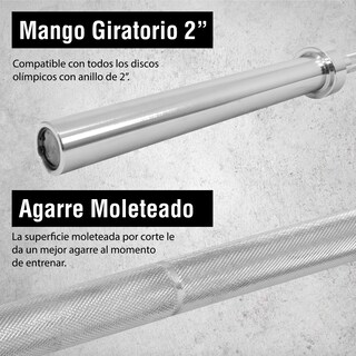 Foto 2 | Foto 2 | Barra Olímpica Recta de 2.20m con Almohadilla y Capacidad de 1200lbs para Entrenamientos Productivos