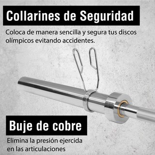 Foto 3 | Foto 3 | Barra Olímpica Recta de 2.20m con Almohadilla y Capacidad de 1200lbs para Entrenamientos Productivos