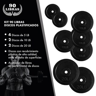 Foto 2 | Foto 2 | Set De Discos De 90 Lbs Recubiertos Outdoor Ejercicio