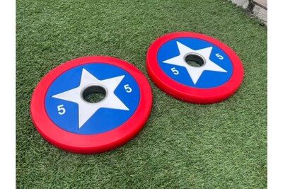 Foto 3 | Foto 3 | Par Discos Olímpicos Plastificados Capitán América 5 Kg