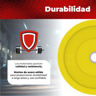 Foto 5 | Foto 5 | Par De Discos Olímpicos X-rush 15 Kg Amarillo – Durabilidad Y Estabilidad, Ideales Para Entrenamiento De Fuerza.