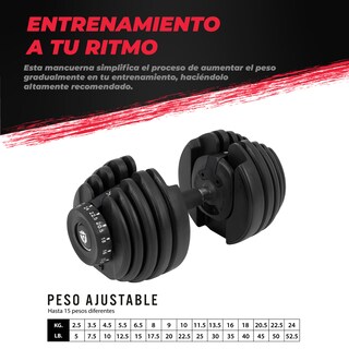 Foto 3 | Foto 3 | Mancuerna Ajustable C/ 15 Discos Intercambiables De 2.5 A 24 Kg color Negro Altera