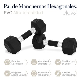 Foto 2 | Foto 2 | Mancuernas Eleva color Plata Hexagonal  12 Lb 2 Piezas