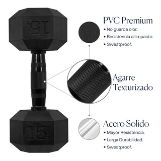 Foto 3 | Foto 3 | Juego de Mancuernas Eleva 2MH color Negro Cromadas Hexagonal 15 LB con 2 PZAS