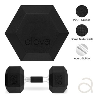 Foto 2 | Foto 2 | Set de Mancuernas Eleva 2MH color Negro Cromadas Hexagonal 30 LB con 2 PZAS