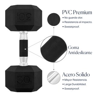 Foto 3 | Foto 3 | Set de Mancuernas Eleva 2MH color Negro Cromadas Hexagonal 30 LB con 2 PZAS