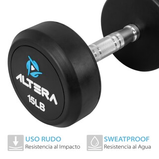 Foto 2 | Foto 2 | Set de Mancuernas Altera Redondos PAR-MBN-15 color Negro de Acero y Forro Neopreno 15 LB