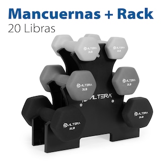Foto 2 | Foto 2 | Mancuernas + Rack Altera AOS358 Multicolor 7 Piezas