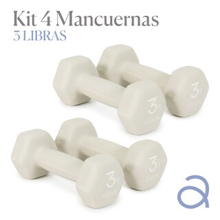Foto 2 | Foto 2 | Mancuernas Hexagonales Eleva-K4OS3 color Beige 4 PZAS Cubierto de Neopreno 3 LB