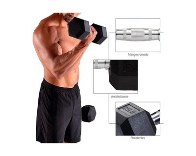 Foto 4 | Foto 4 | Mancuerna Hexagonal Bluelander CBHH-0112 color Negro 20 Lbs 1 Par