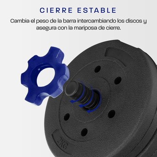 Foto 7 | Foto 7 | Mancuerna Ajustable Altera Alt-a20 con Discos Intercambiables y Pesa Rusa 20kg - Azul