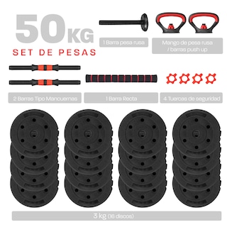 Foto 2 | Foto 2 | Mancuerna Ajustable Altera Al-r50 con Discos Intercambiables y Pesa Rusa 50kg