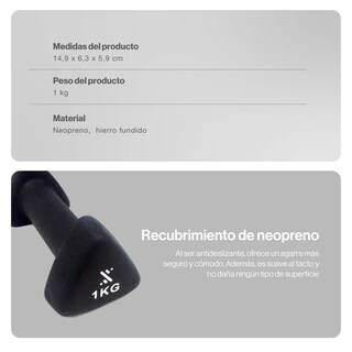 Foto 4 | Foto 4 | Mancuerna Para Gym Bodytrainer 1 Kg De Neopreno Negra