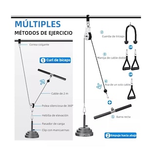 Foto 2 | Foto 2 | Gimnasio Polea Eo Safe Imports Esi-6964 Cable Brazo Biceps Triceps 16 Piezas Multicolor