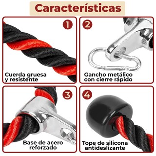 Foto 5 | Foto 5 | Cuerda Para Triceps Antideslizante De Agarre Firme Color Rojo
