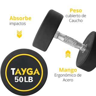 Foto 2 | Foto 2 | Par de Mancuernas Redondas de Acero y Caucho Tayga 50 Lb