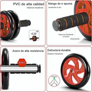 Foto 3 | Foto 3 | Kit Rodillo Abdominal, Barras Push-up, Cuerda y Ejercitador Mano color Rojo con Negro