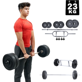 Foto 1 | Foto 1 | Kit De Pesas Barra Recta, Barra Z Y Discos (23 Kg) - Energym