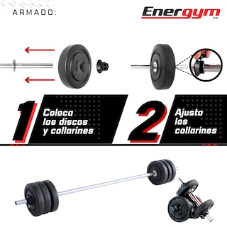 Foto 3 | Foto 3 | Kit De Pesas  Mancuernas Y Barra Recta (16kg) - Energym